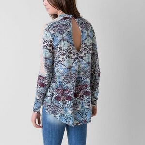 Free People New World Lace High Neck Long Sleeve Top
